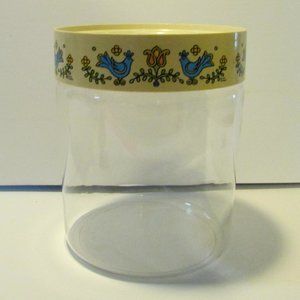 vtg pyrex corning glass jar cookie jar blue bird country festival grandmacore
